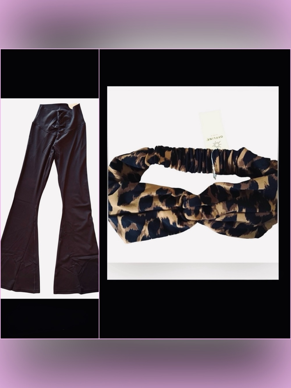 aerie Black Flare Leggings Size M & Leopard Print Headband NWT